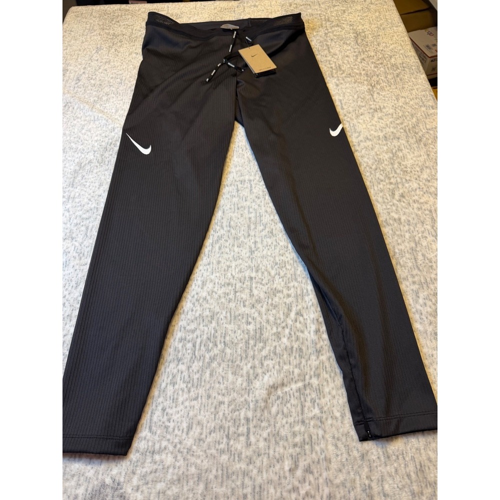 Nike Dri-FIT ADV Mens Running Pants Black Tight Fit Ribbed Zipper Ankle XXL NWT